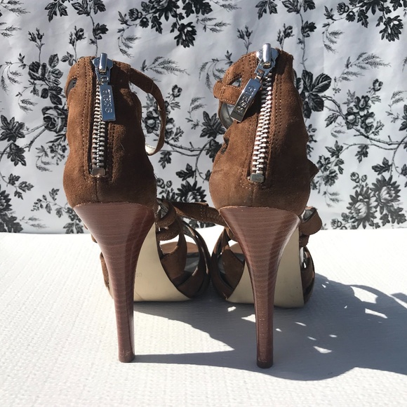 GUESS Suede Strappy Credenza Style Heels - Picture 3 of 7